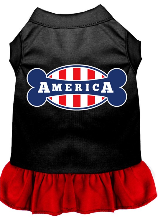 Bonely in America Screen Print Dress Black with Red Sm